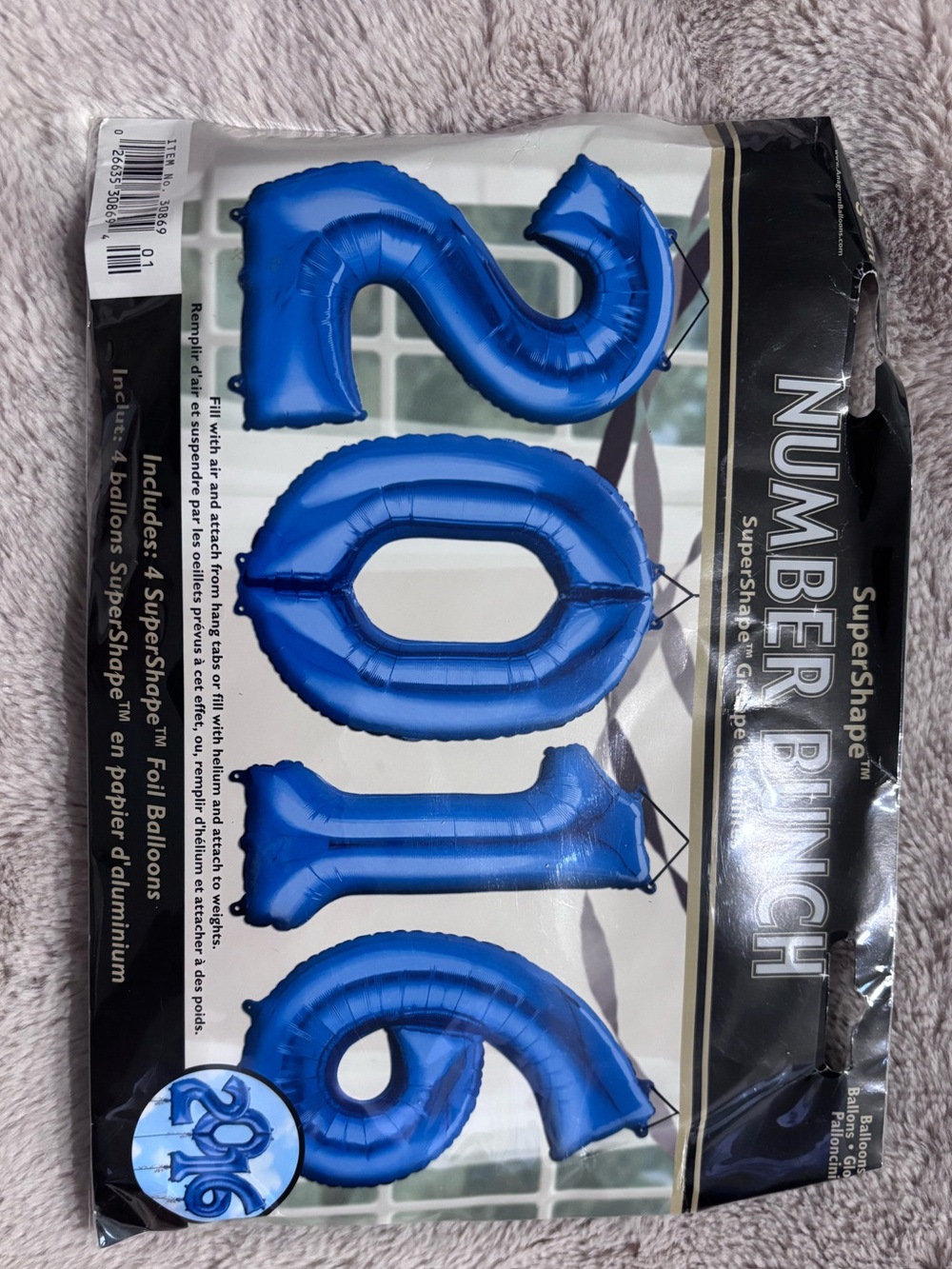 Blue Number Bunch Foil Balloons - Blue